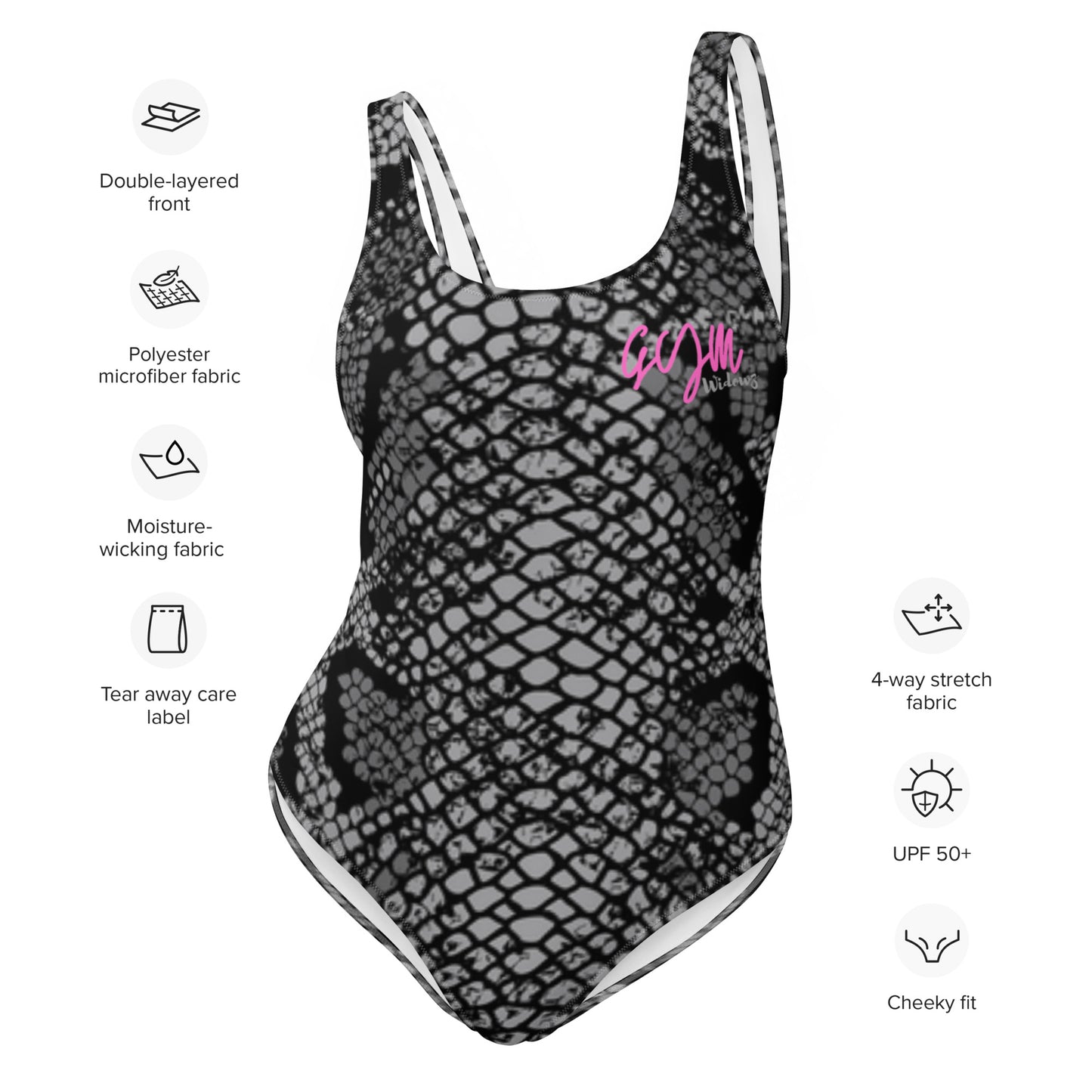 GymWidowz One-Piece Swimsuit - Snakeskin