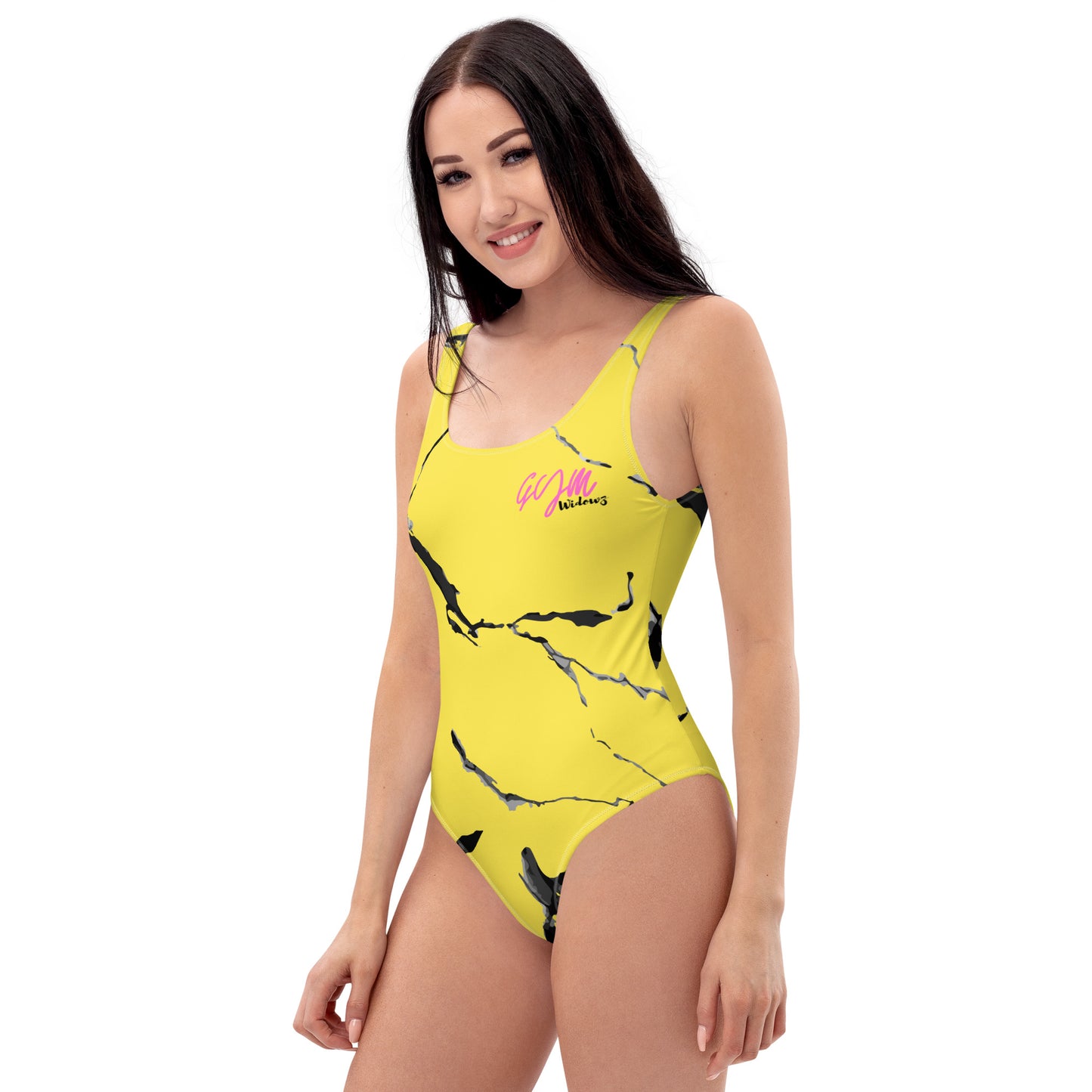 GymWidowz One-Piece Swimsuit - Daisy Yellow (Marble)