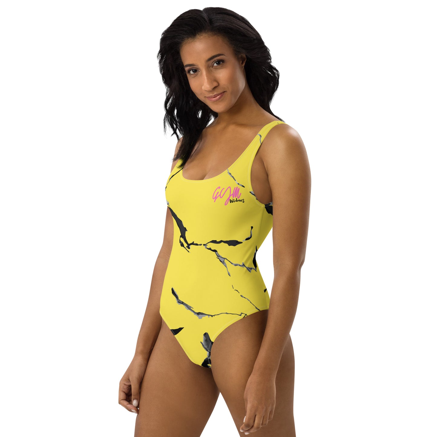 GymWidowz One-Piece Swimsuit - Daisy Yellow (Marble)