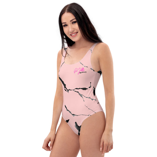 GymWidowz One-Piece Swimsuit - Pink (Marble)