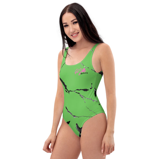 GymWidowz One-Piece Swimsuit - Green (Marble)