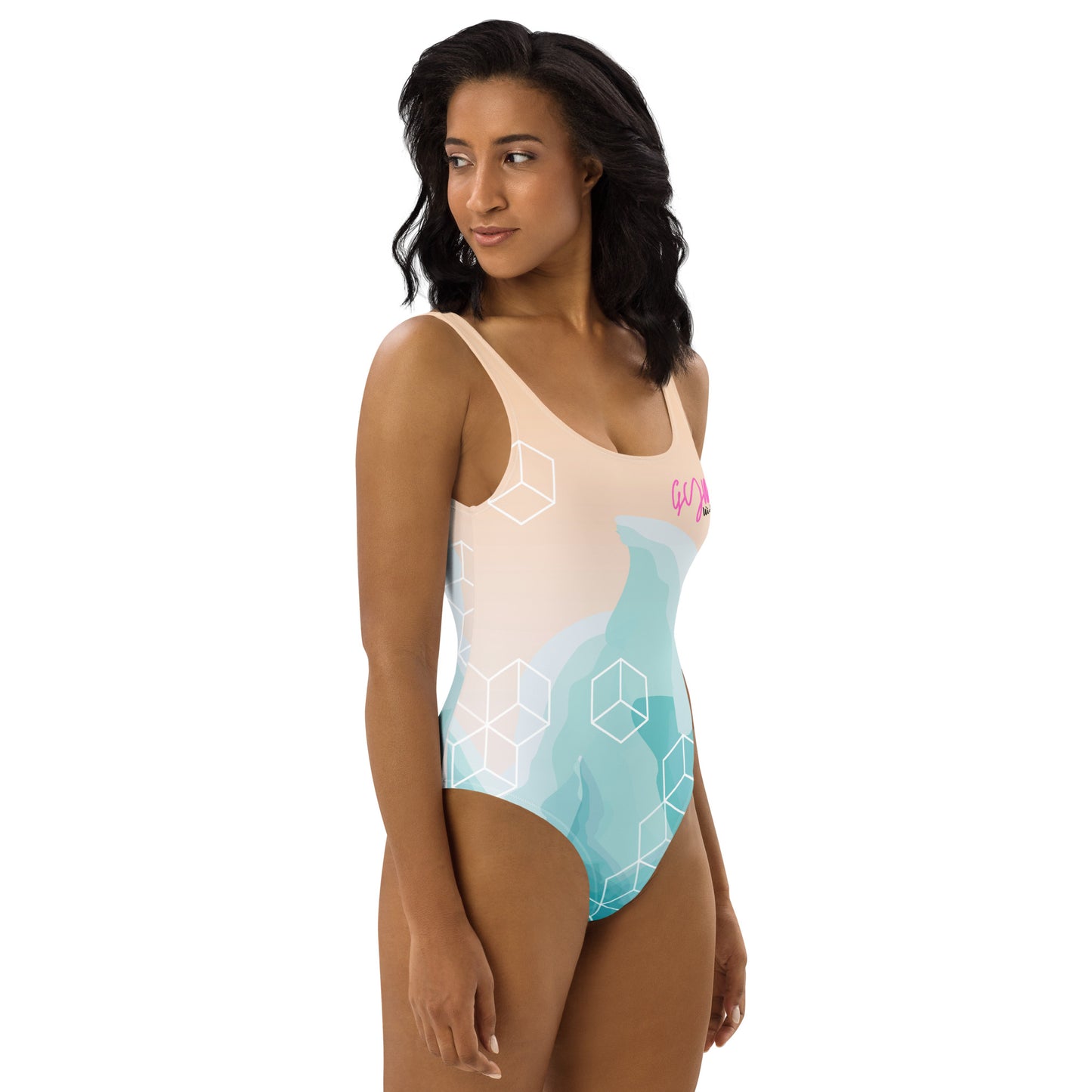 GymWidowz One-Piece Swimsuit - Waves & Cubes