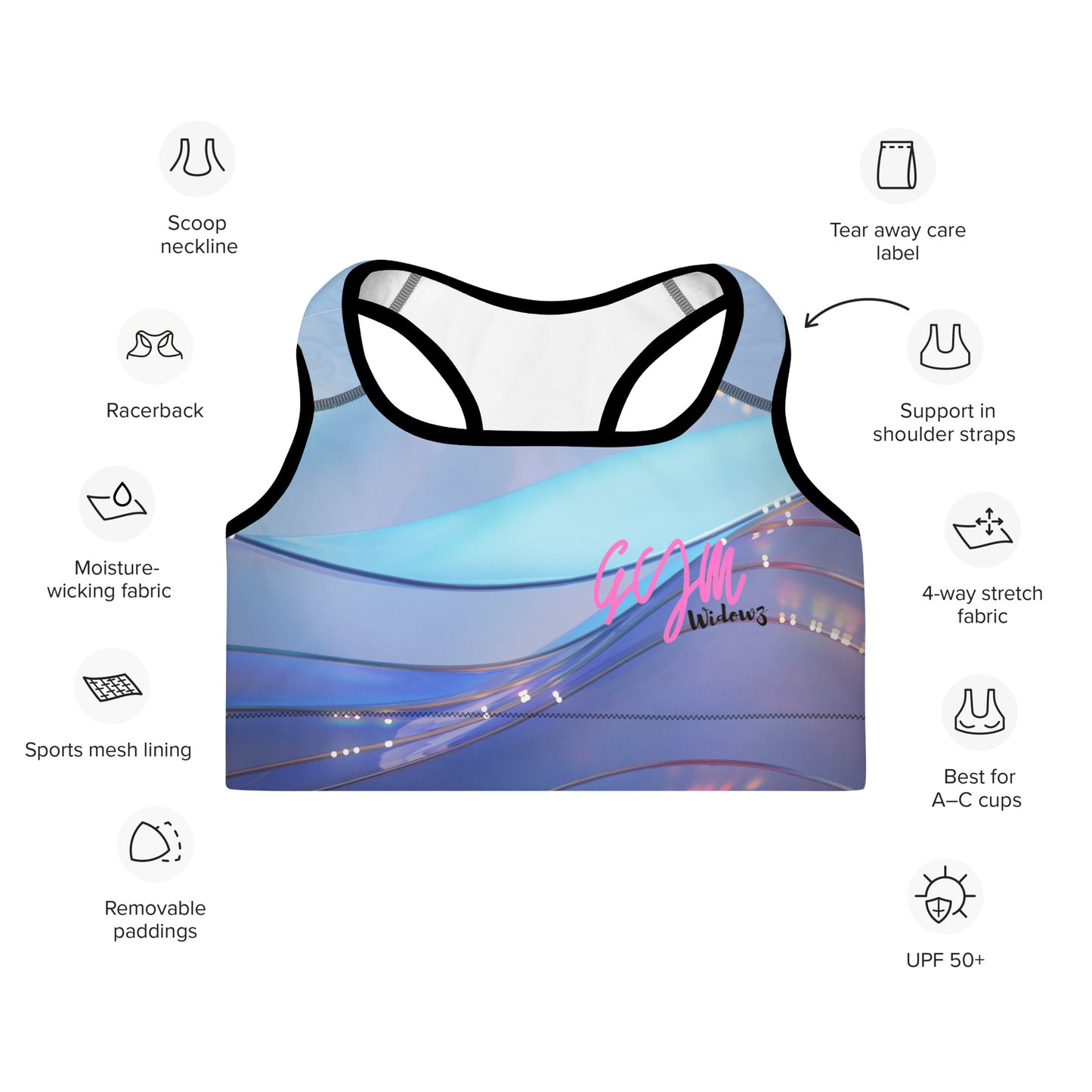 GymWidowz Padded Sports Bra - The Blues