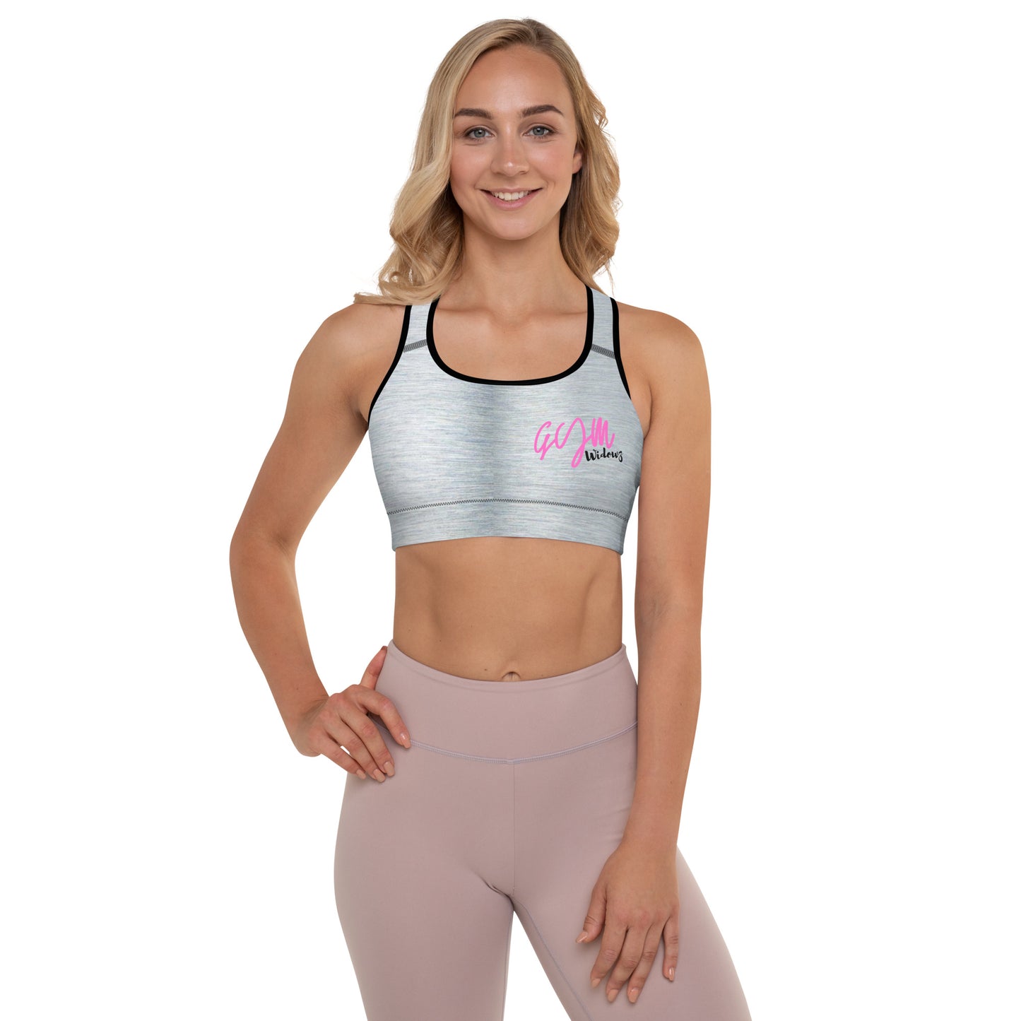 GymWidowz Padded Sports Bra - Brushed Alloy