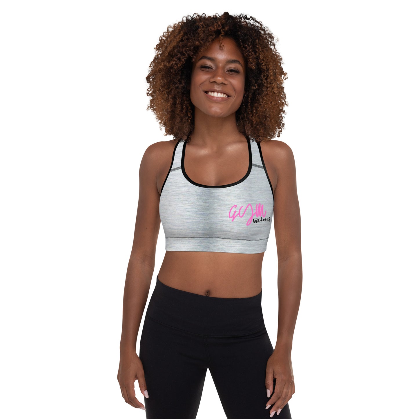 GymWidowz Padded Sports Bra - Brushed Alloy