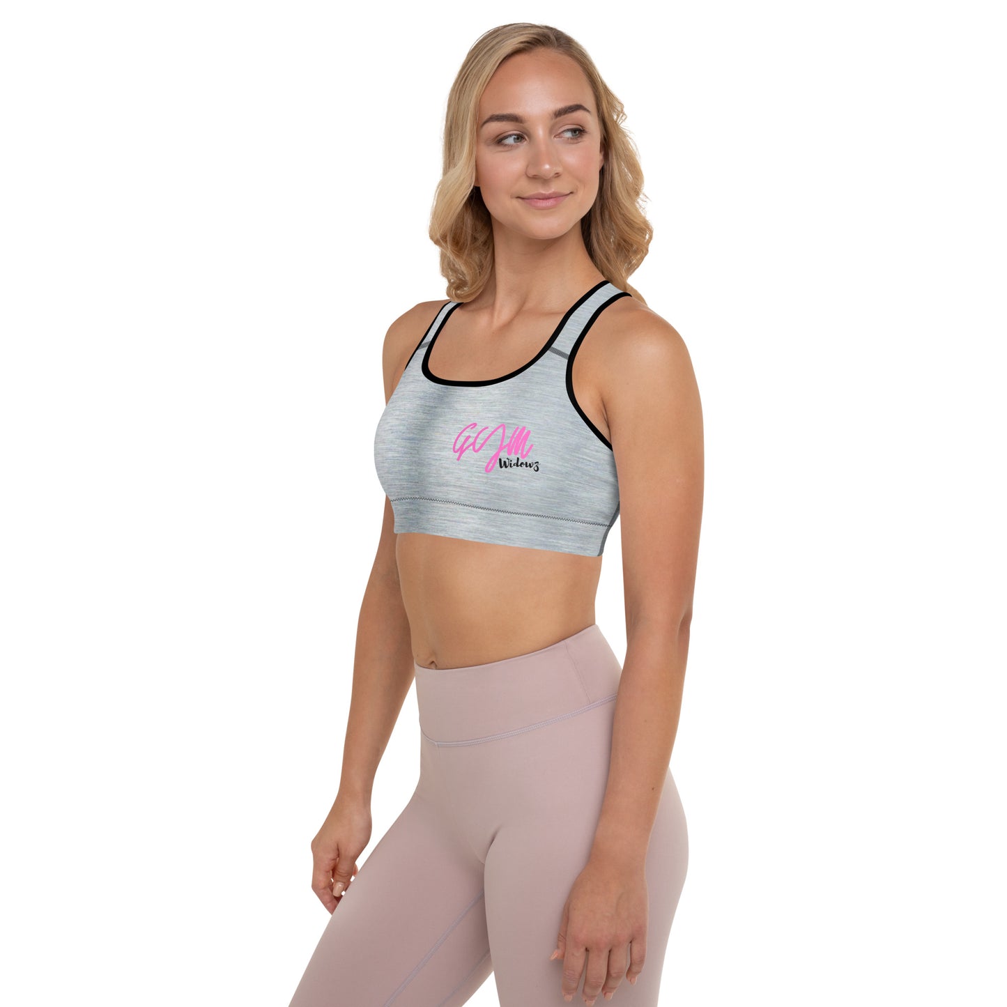 GymWidowz Padded Sports Bra - Brushed Alloy