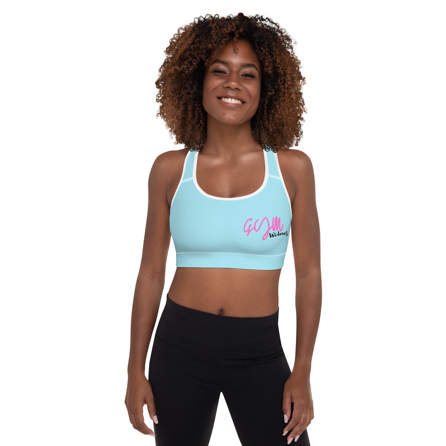 GymWidowz Padded Sports Bra - Light Blue