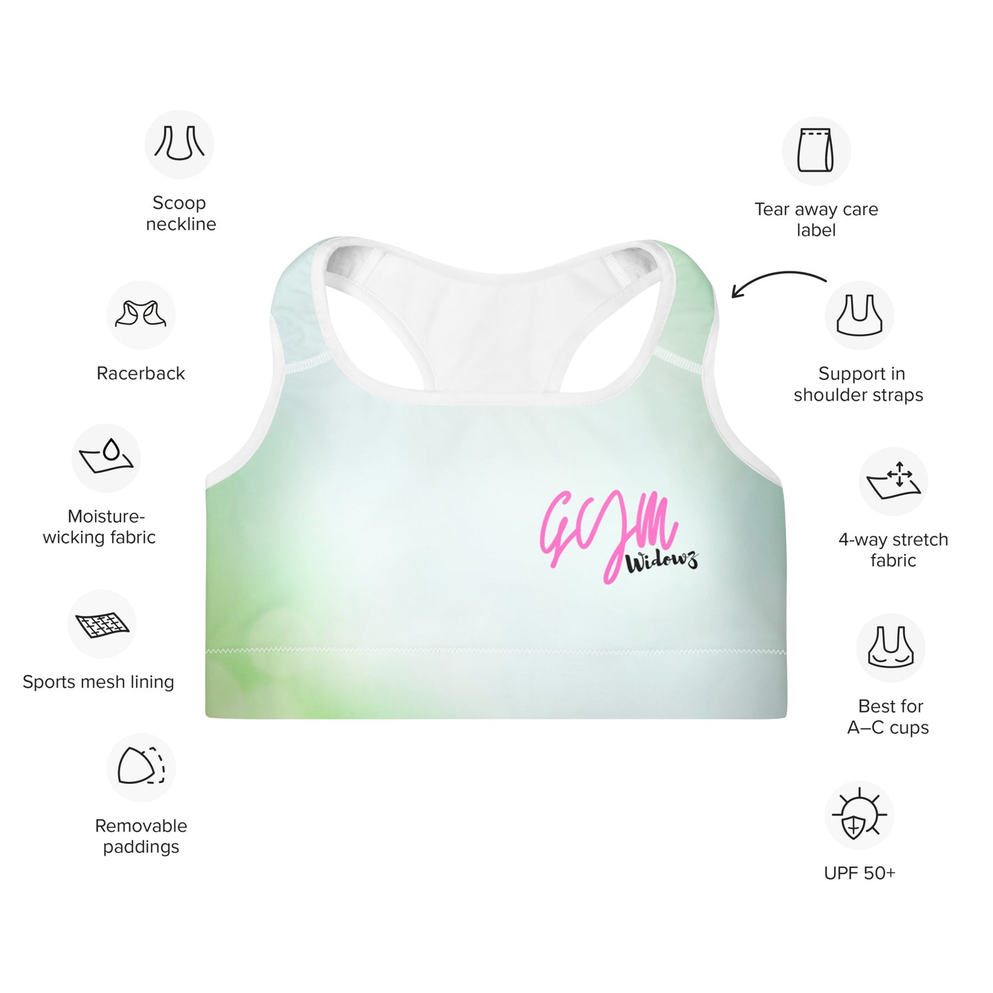 GymWidowz Padded Sports Bra - Hint of Mint