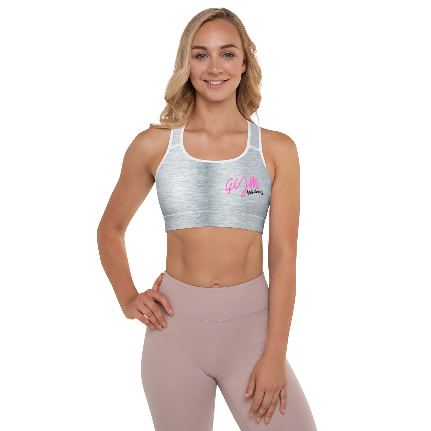 GymWidowz Padded Sports Bra - Brushed Alloy