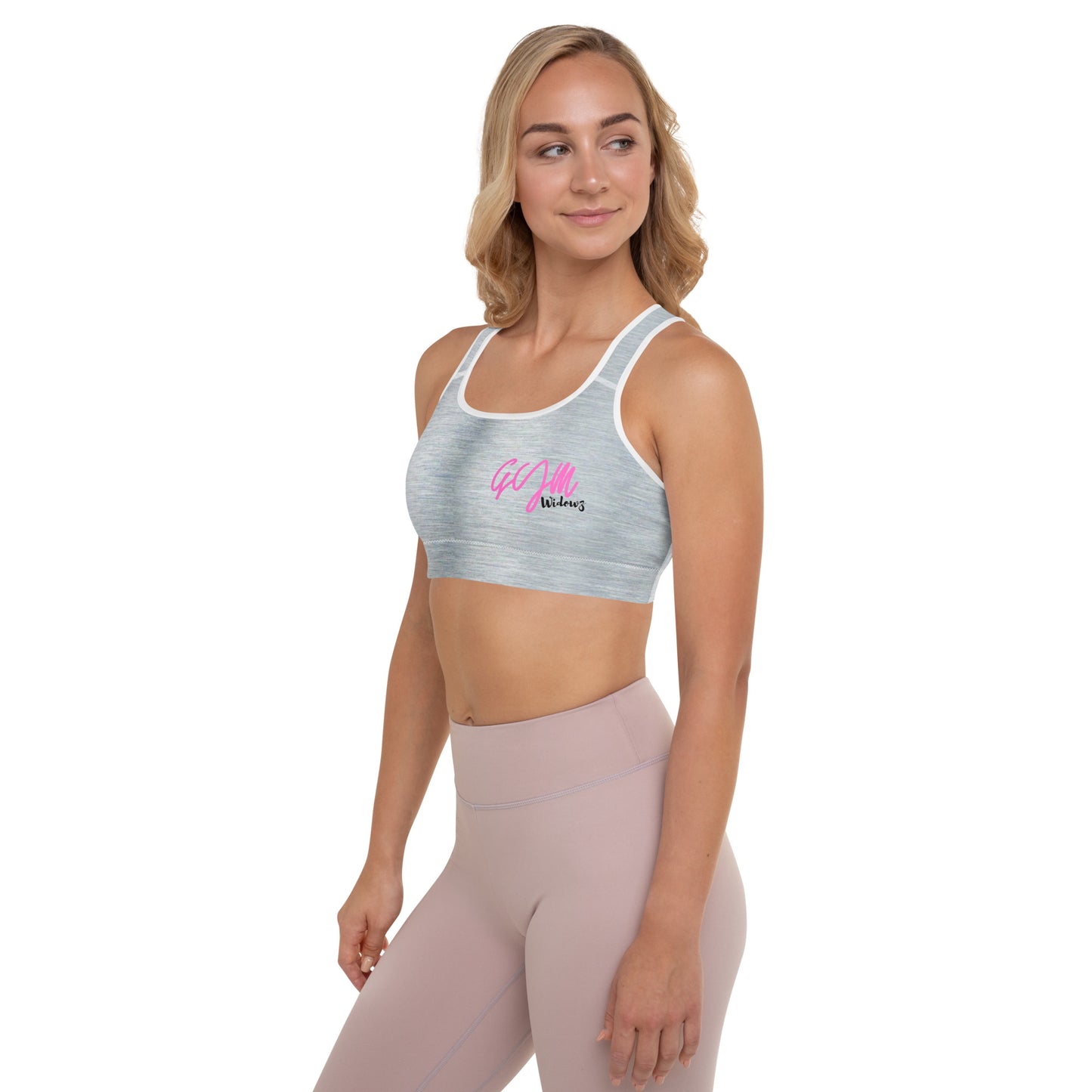 GymWidowz Padded Sports Bra - Brushed Alloy