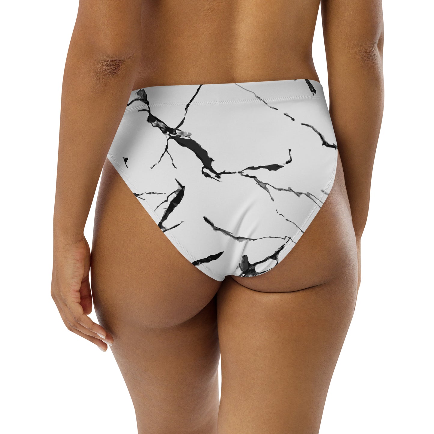 GymWidowz Recycled high-waisted bikini bottom - White (Marble)