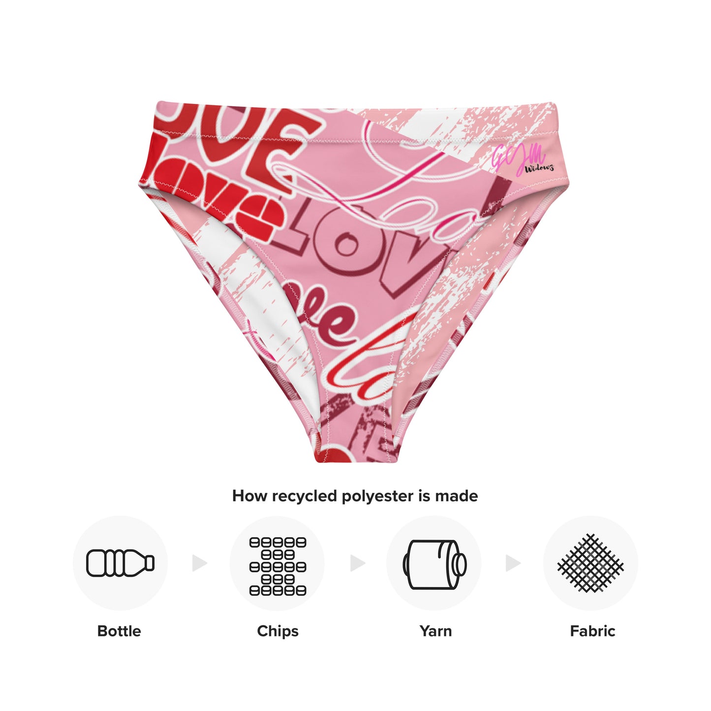 GymWidowz Recycled high-waisted bikini bottom - Love Collection