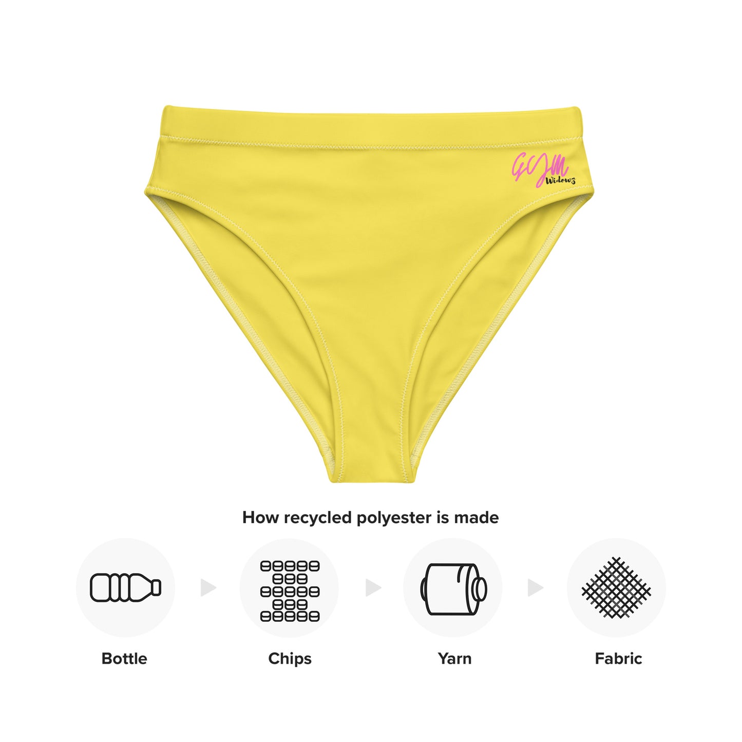 GymWidowz Recycled high-waisted bikini bottom - Daisy Yellow