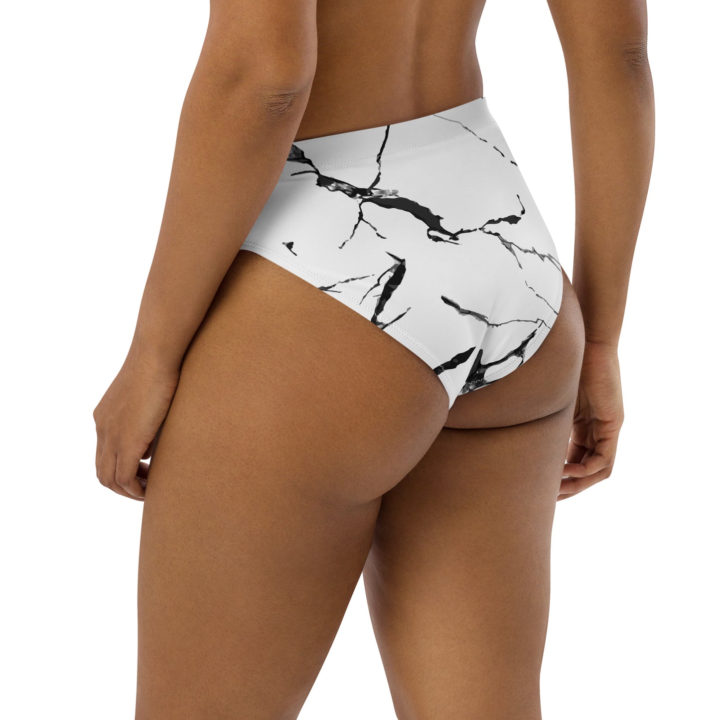 GymWidowz Recycled high-waisted bikini bottom - White (Marble)