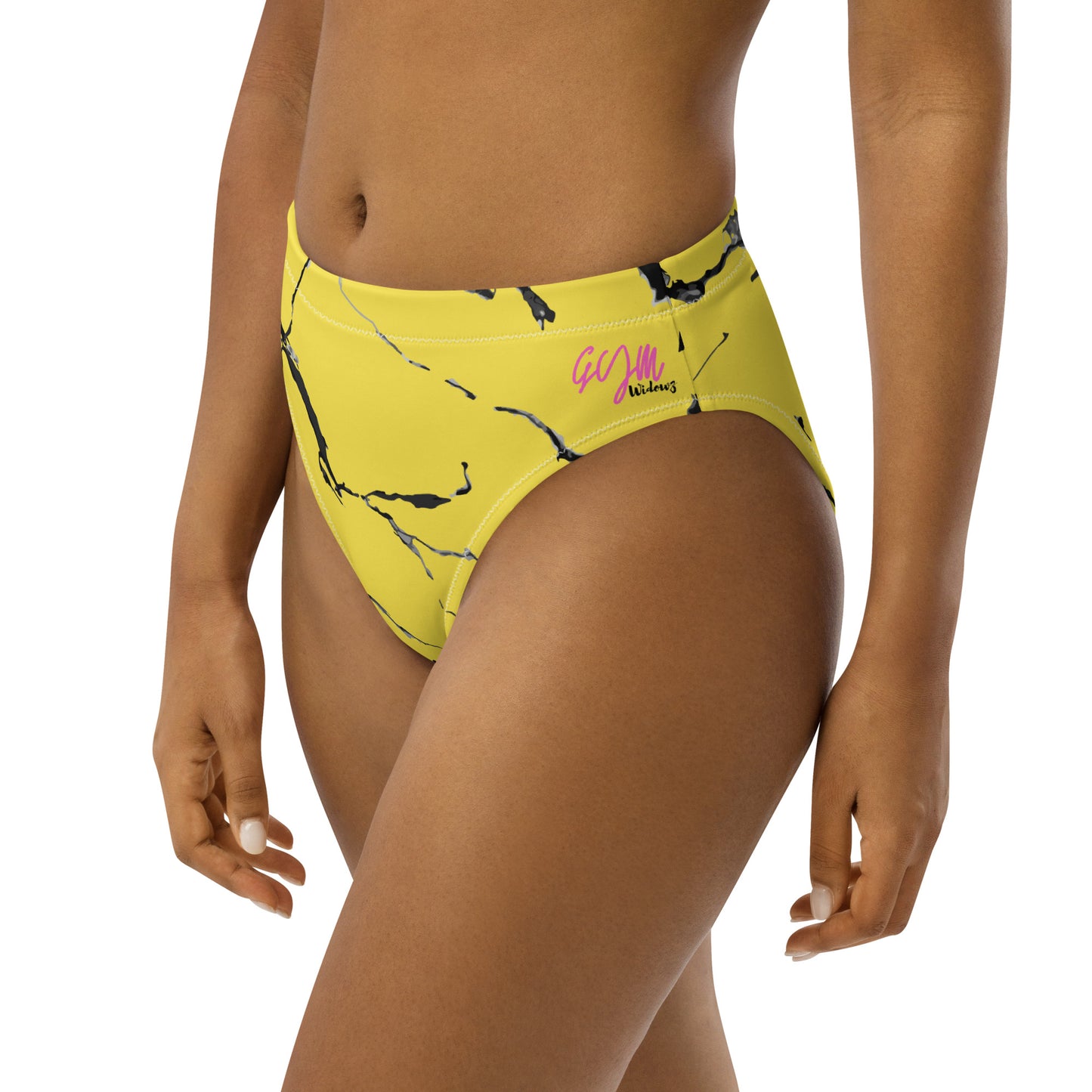 GymWidowz Recycled high-waisted bikini bottom - Daisy Yellow (Marble)