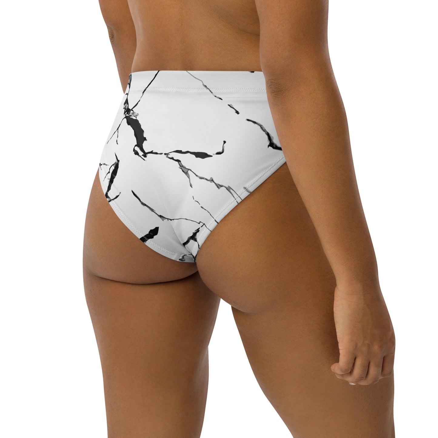 GymWidowz Recycled high-waisted bikini bottom - White (Marble)