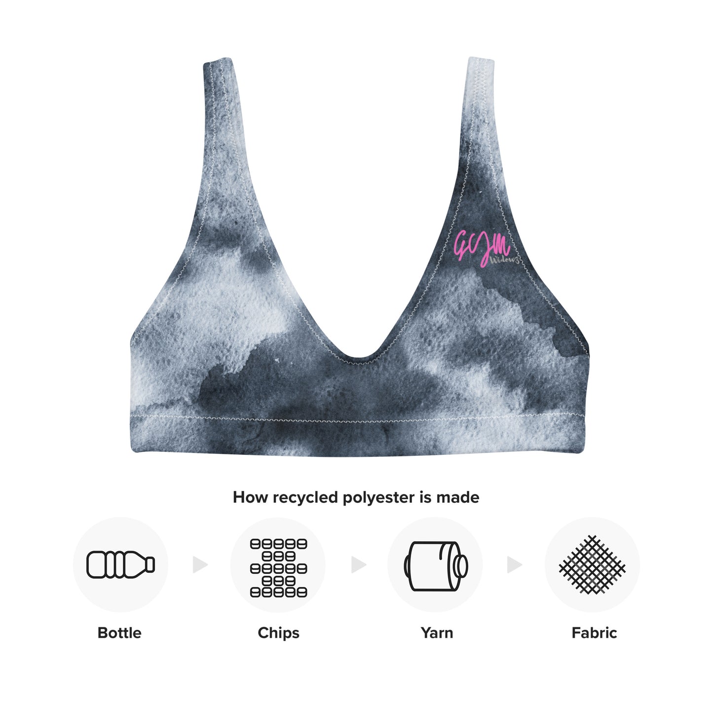 GymWidowz Recycled padded bikini top - Storm Clouds