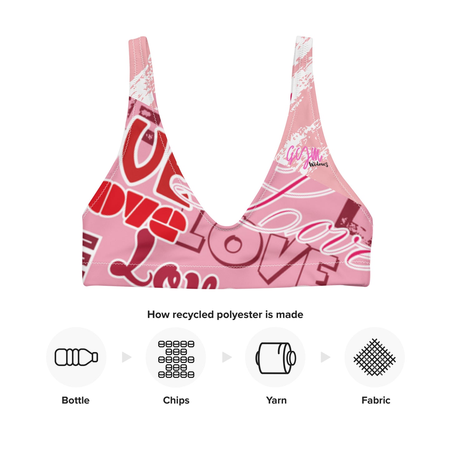GymWidowz Recycled padded bikini top - Love Collection