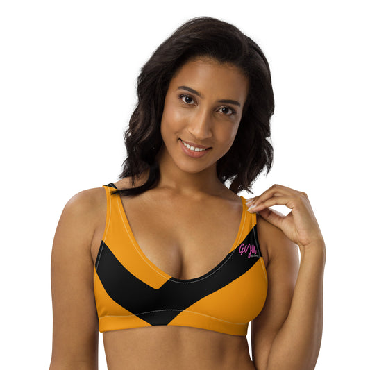 GymWidowz Recycled padded bikini top - Abstract Black/Yellow