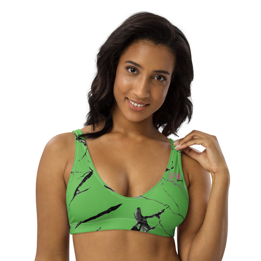 GymWidowz Recycled padded bikini top - Green (Marble)