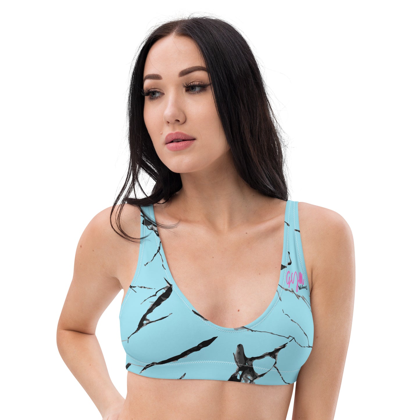 GymWidowz Recycled padded bikini top - Light Blue (Marble)