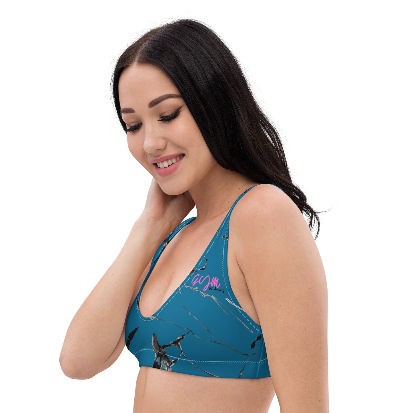 GymWidowz Recycled padded bikini top - Cerulean Blue (Marble)