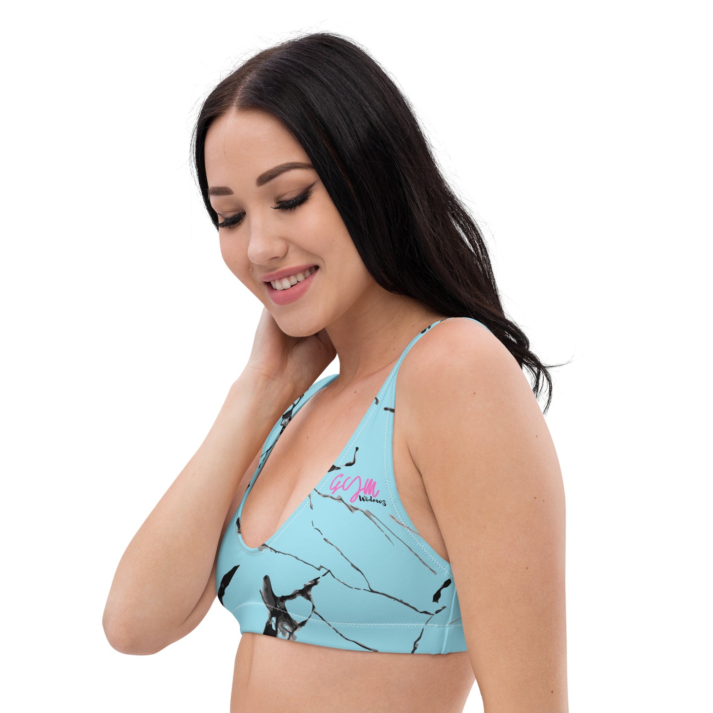 GymWidowz Recycled padded bikini top - Light Blue (Marble)