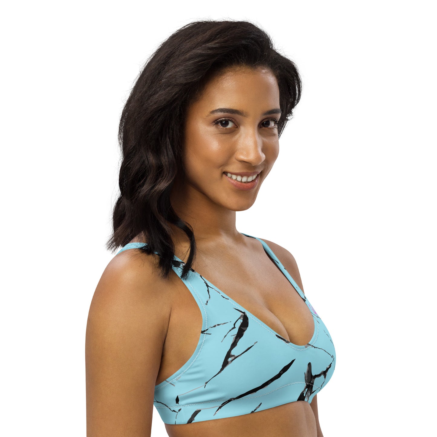 GymWidowz Recycled padded bikini top - Light Blue (Marble)