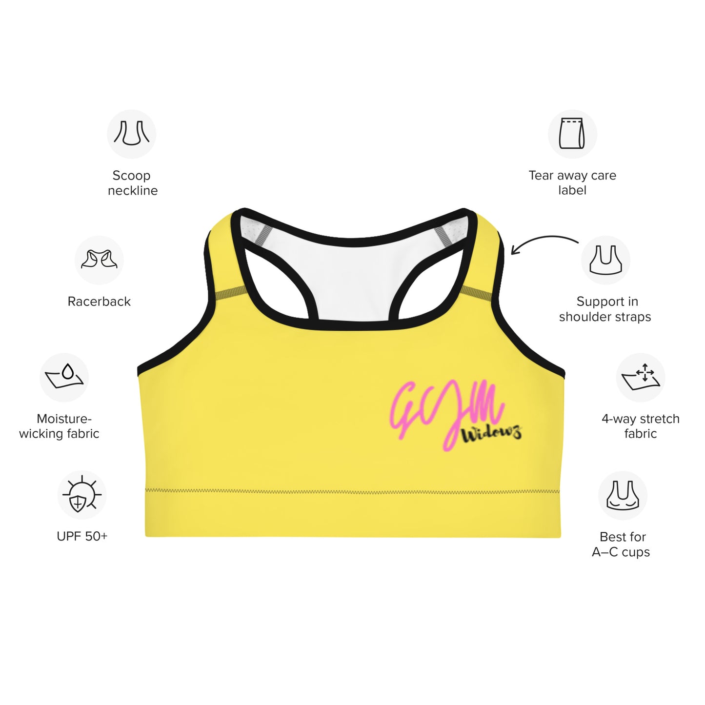 GymWidowz Sports bra - Daisy Yellow