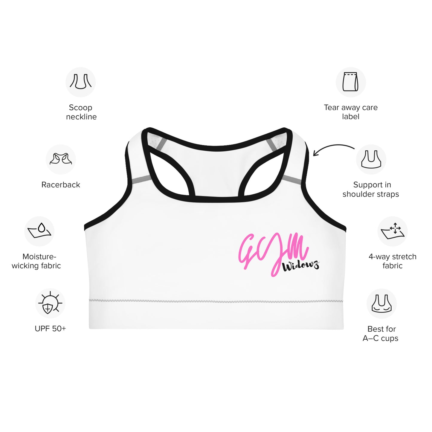 GymWidowz Sports bra - White