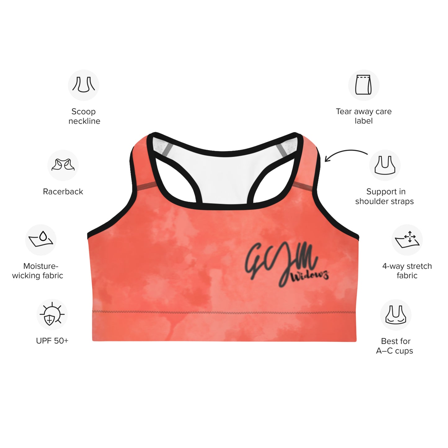 GymWidowz Sports bra - Coral