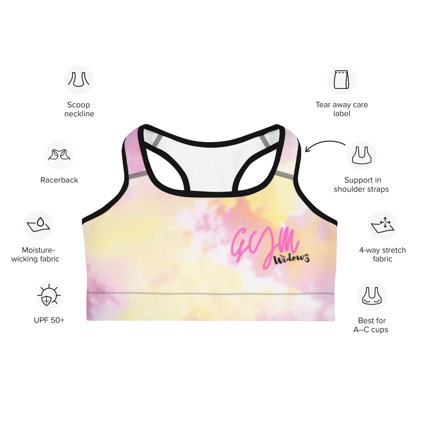 GymWidowz Sports bra - Light Tie Dye