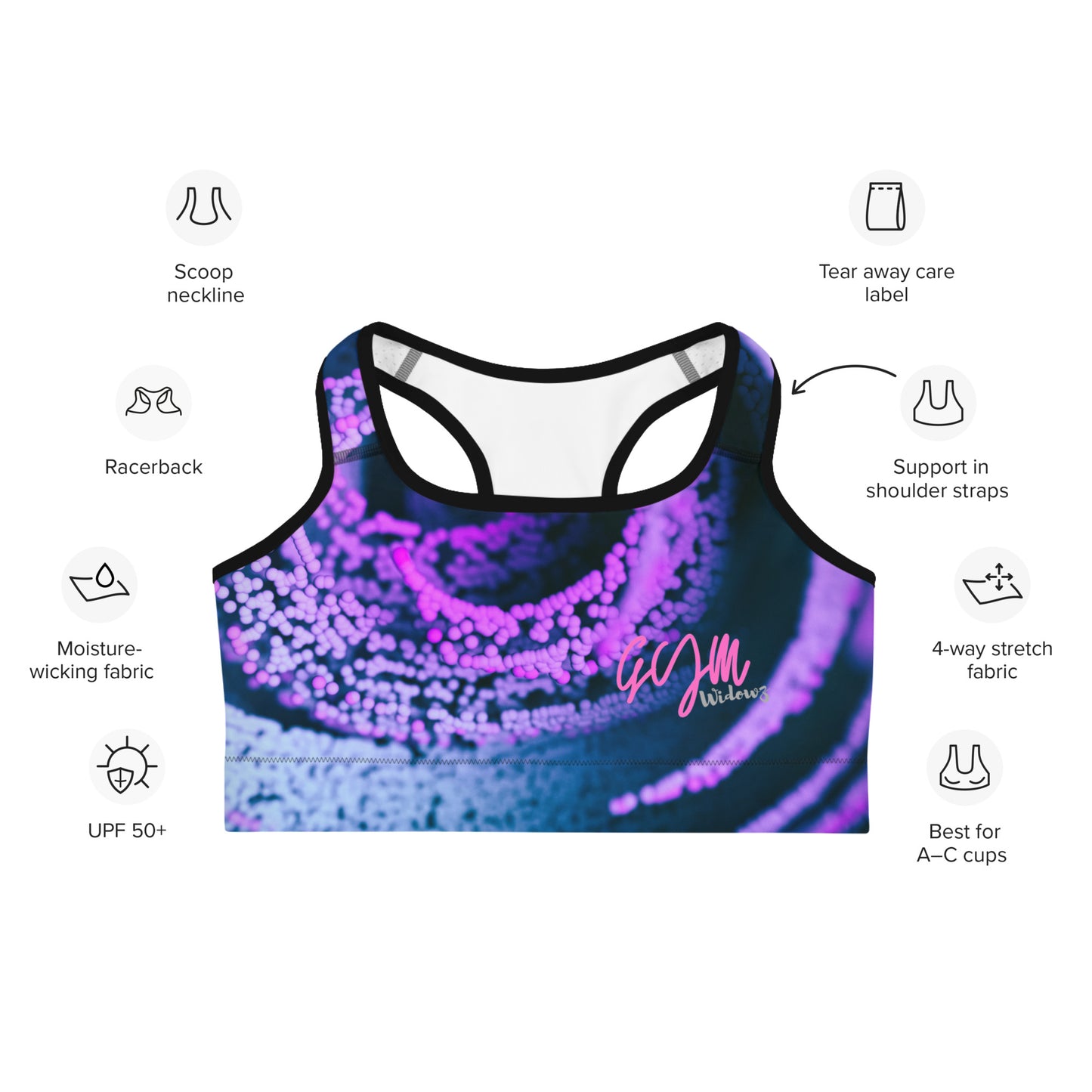 GymWidowz Sports bra - Purple Swirl