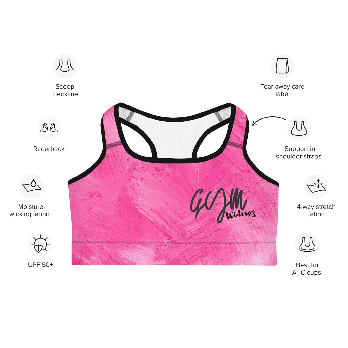 GymWidowz Sports bra - Painted Pink