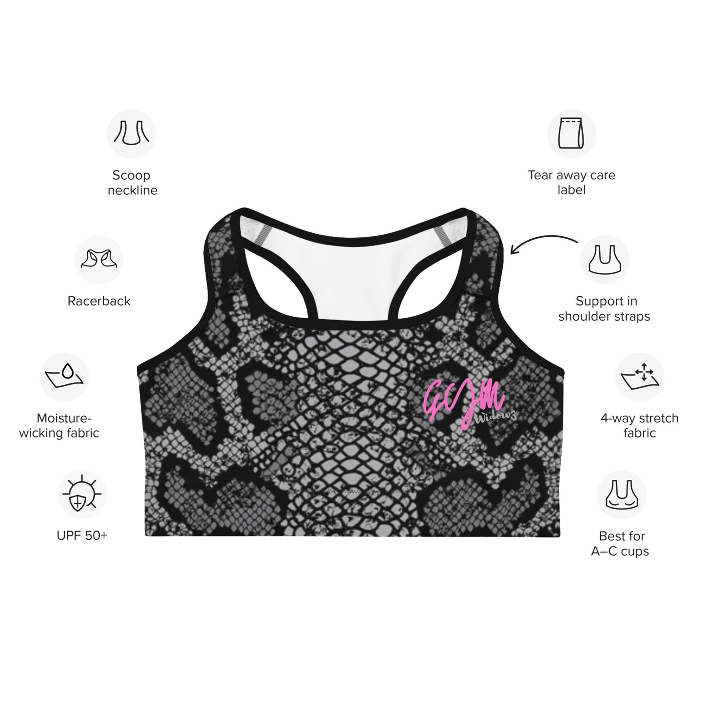 GymWidowz Sports bra - Snakeskin