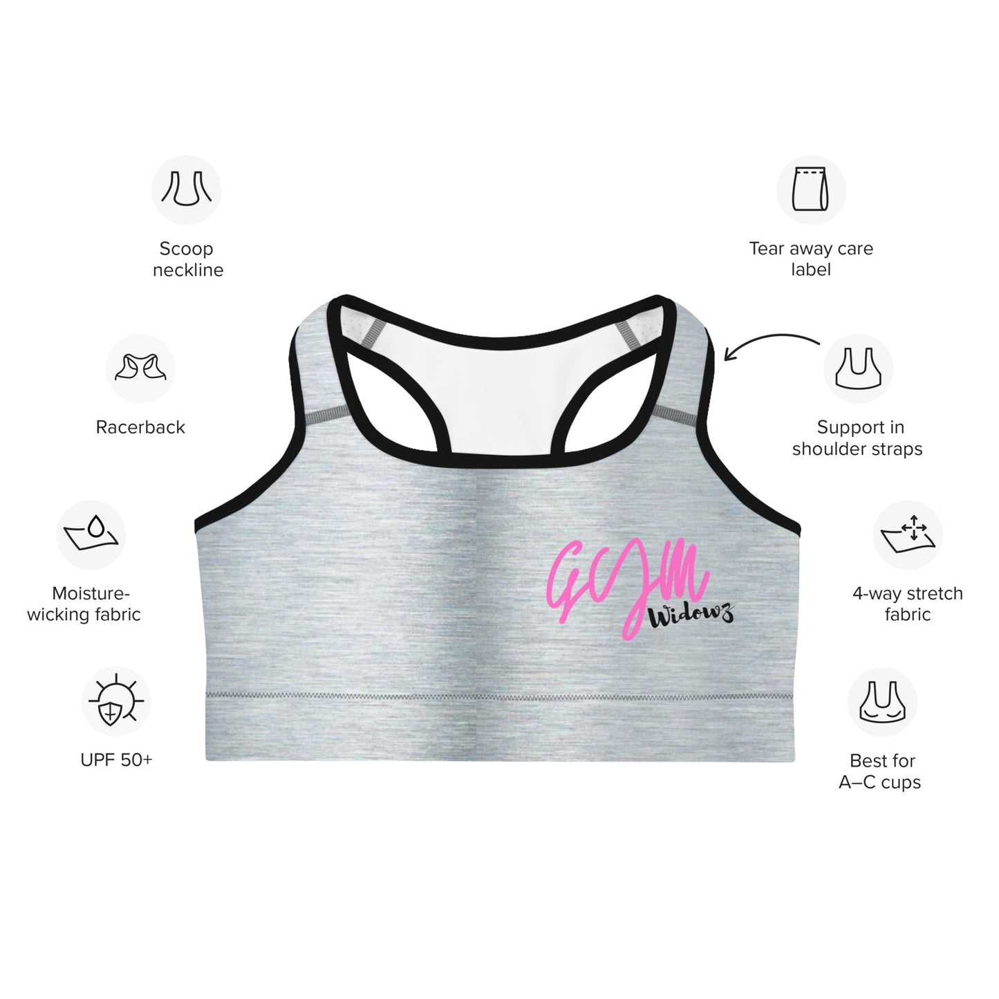 GymWidowz Sports bra - Brushed Alloy