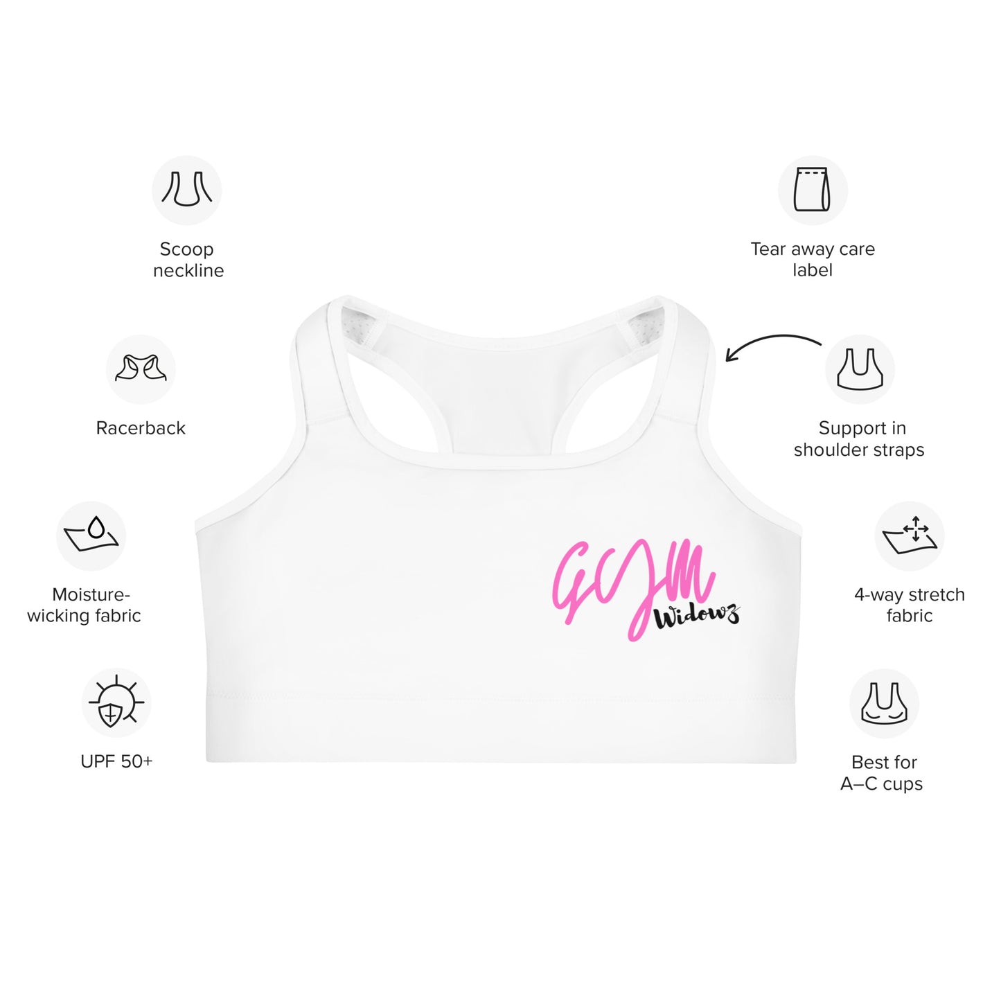 GymWidowz Sports bra - White