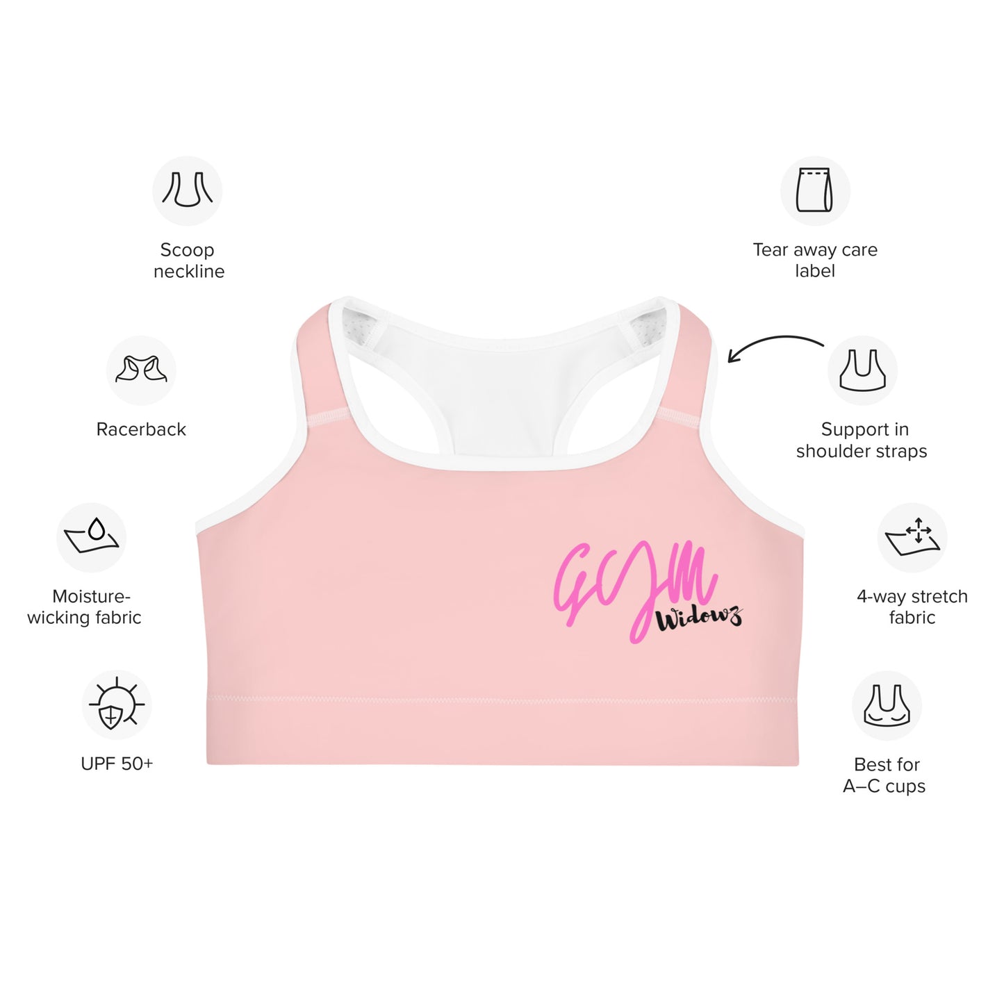 GymWidowz Sports bra - Pink