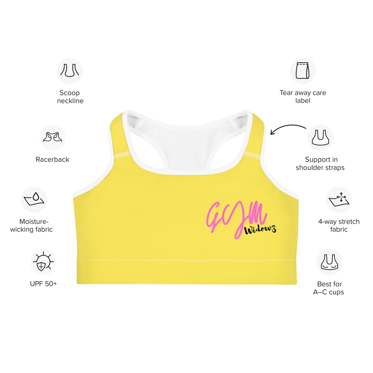 GymWidowz Sports bra - Daisy Yellow