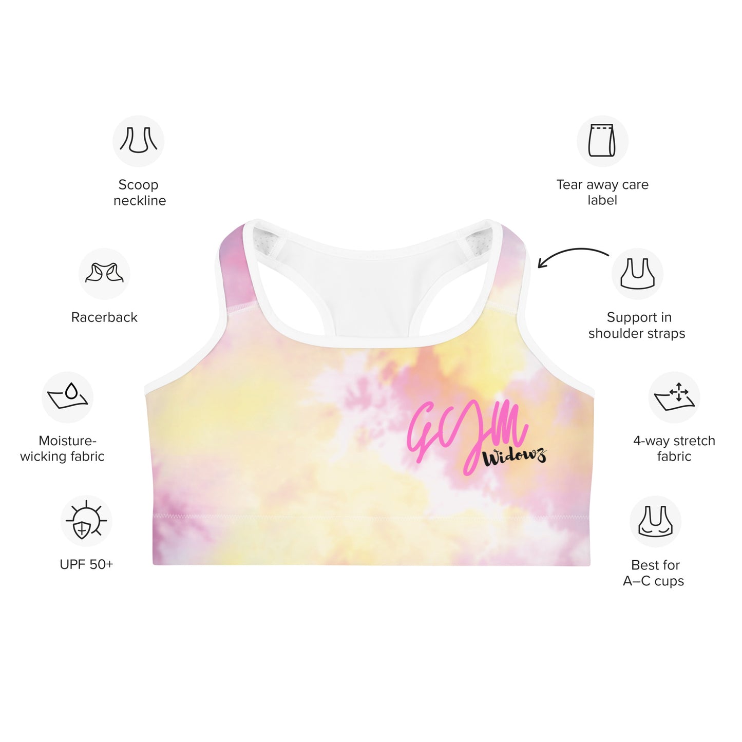 GymWidowz Sports bra - Light Tie Dye