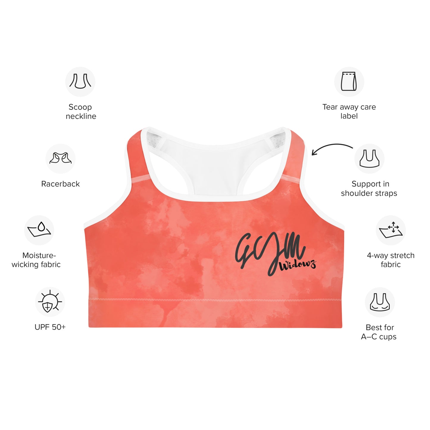 GymWidowz Sports bra - Coral