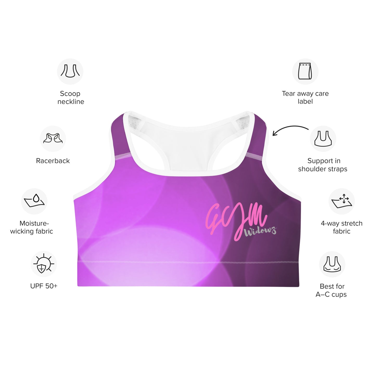 GymWidowz Sports bra - Shades of Purple