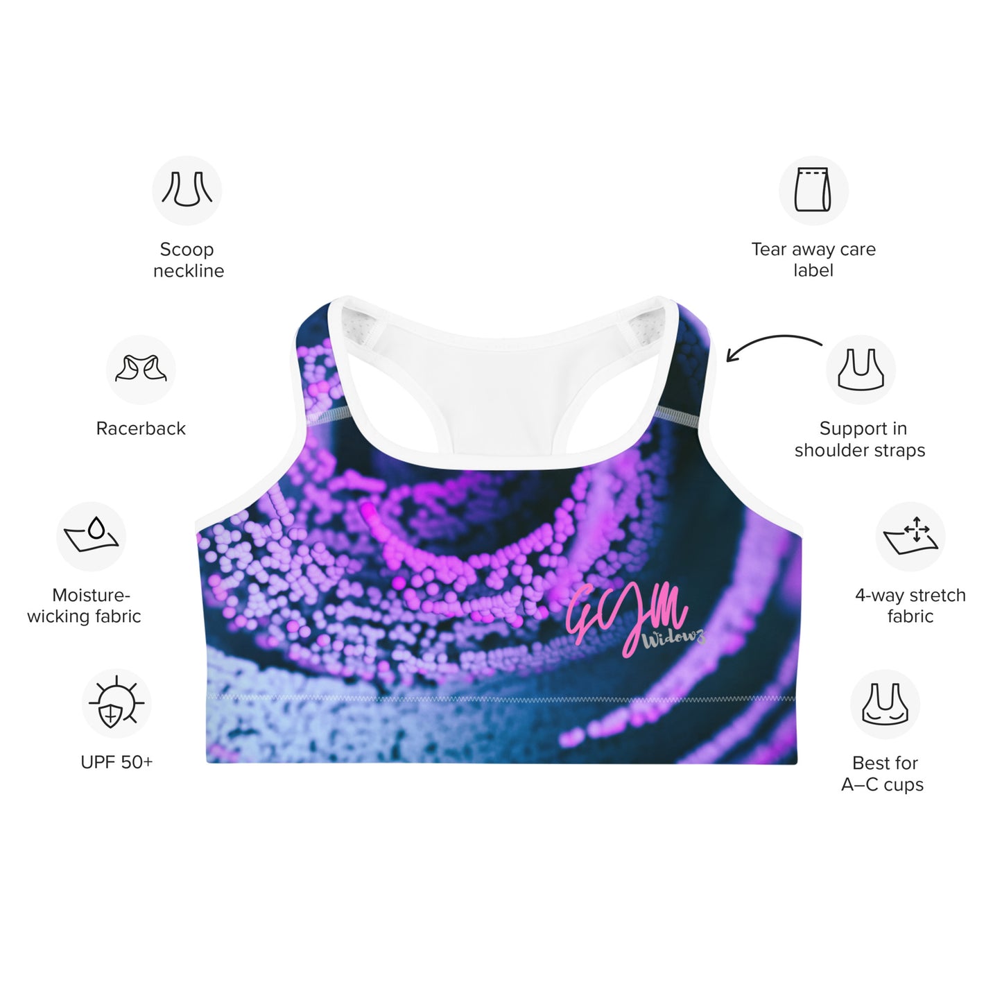 GymWidowz Sports bra - Purple Swirl