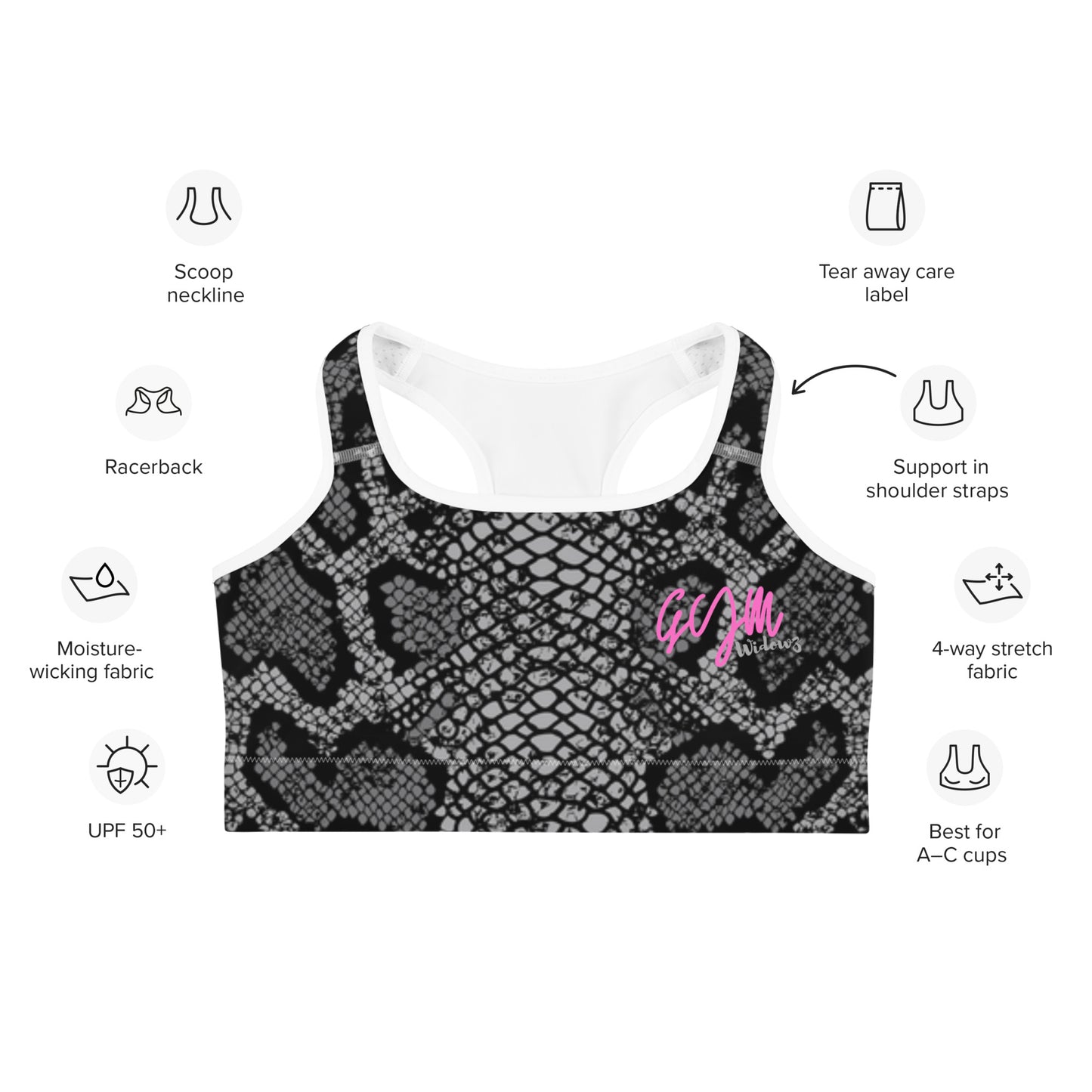 GymWidowz Sports bra - Snakeskin