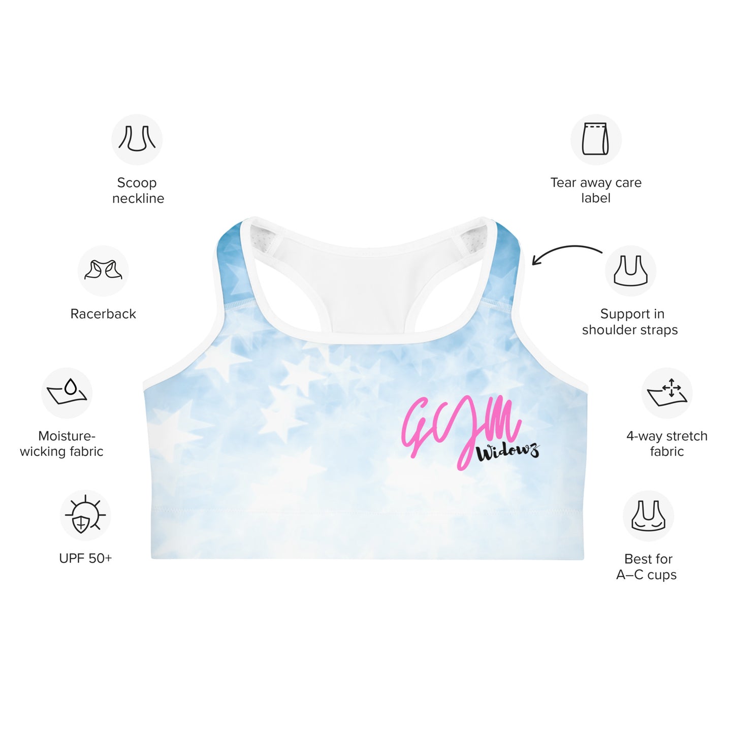 GymWidowz Sports bra - Stars