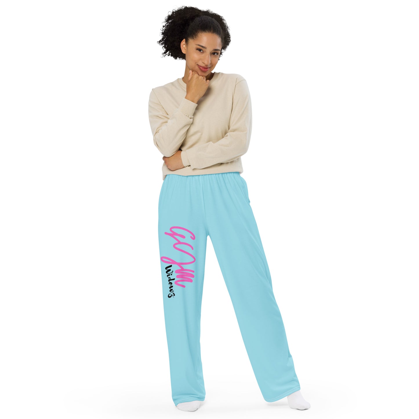 GymWidowz unisex wide-leg pants - Light Blue