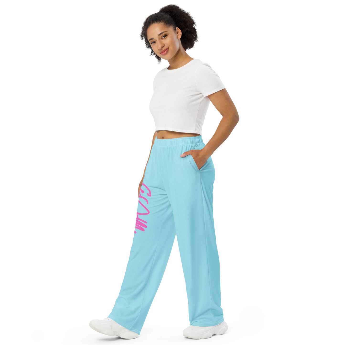 GymWidowz unisex wide-leg pants - Light Blue