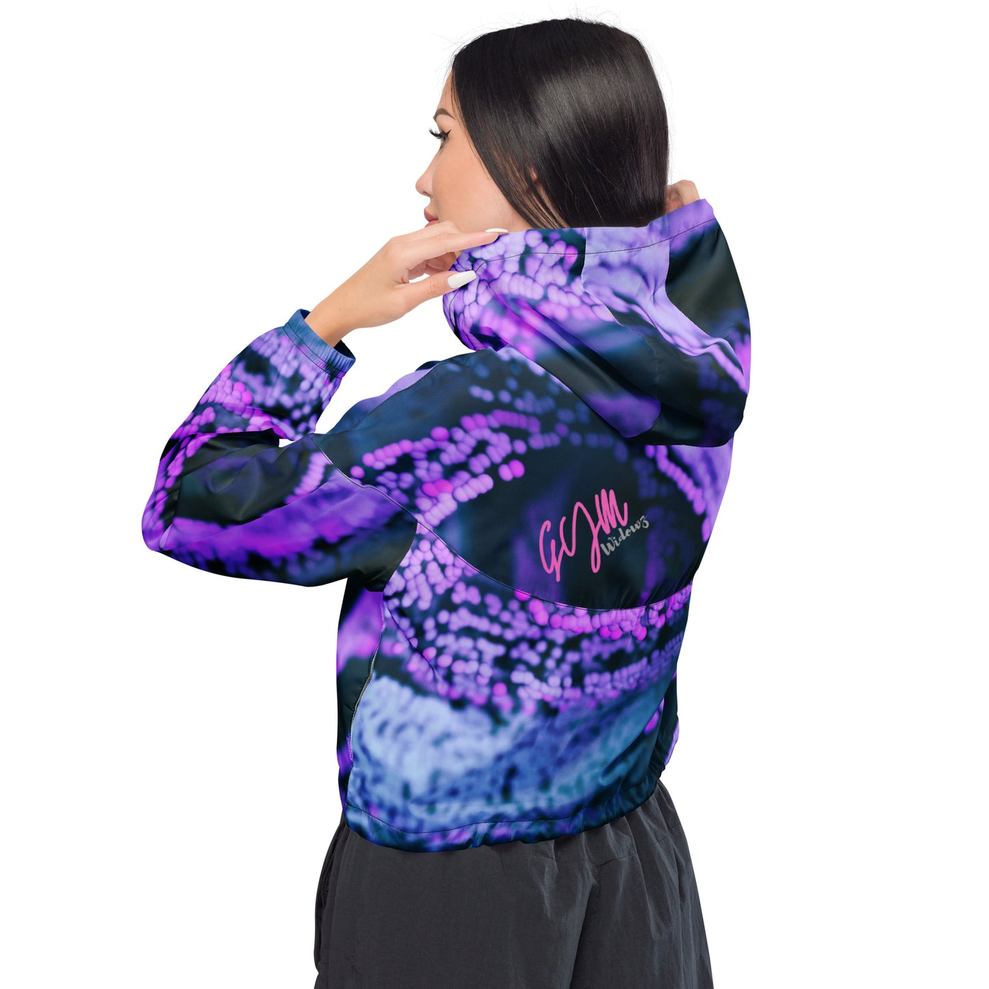 GymWidowz Women’s cropped windbreaker - Purple Swirl