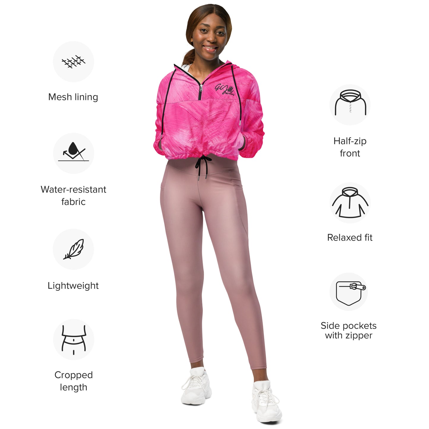 GymWidowz Women’s cropped windbreaker - Painted Pink