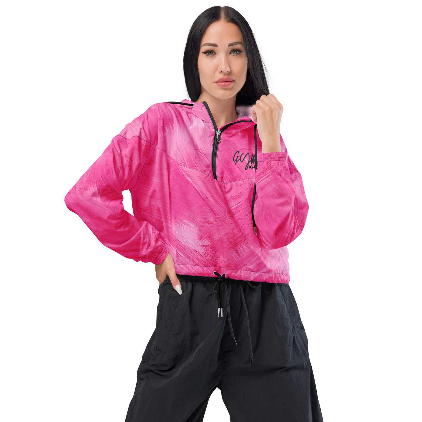 GymWidowz Women’s cropped windbreaker - Painted Pink